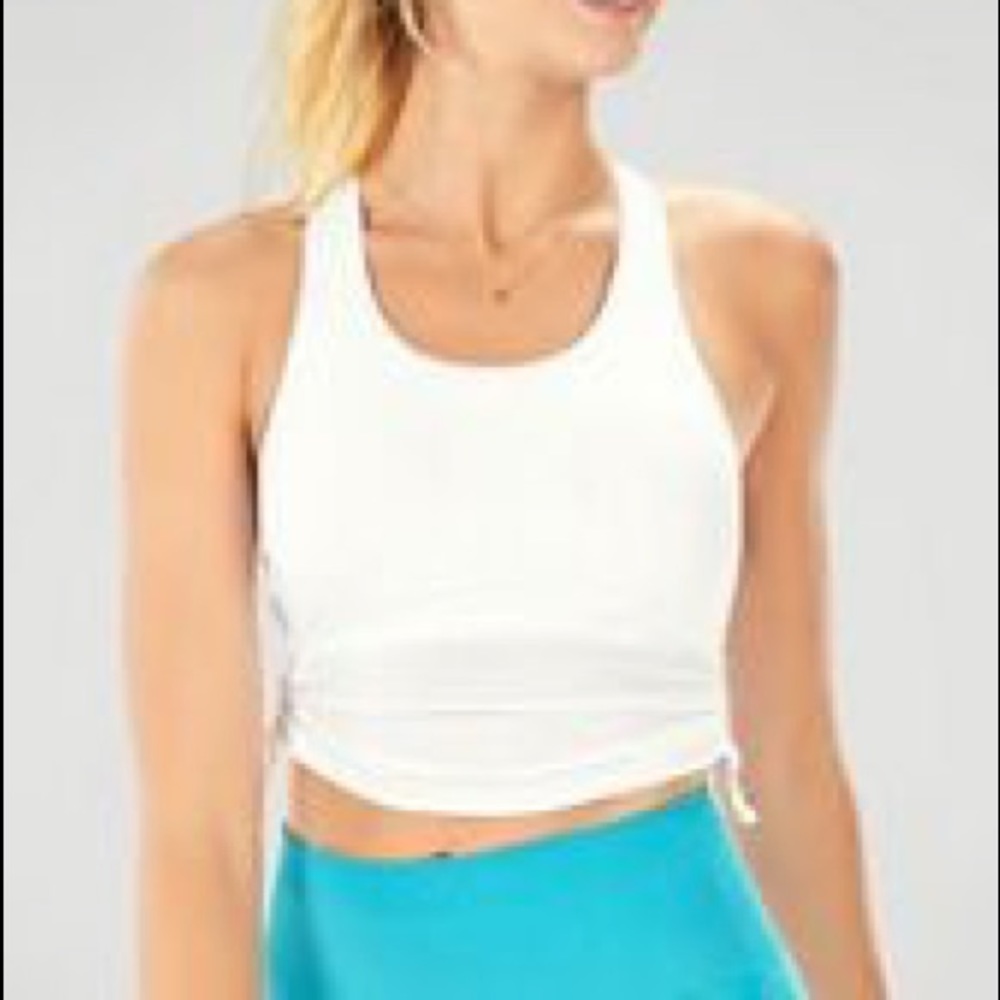 Fabletics White Cashell Midi Logo Sports Bra SizeL